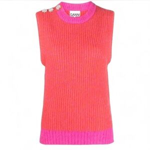 Ganni Embellished Wool Blend Vest